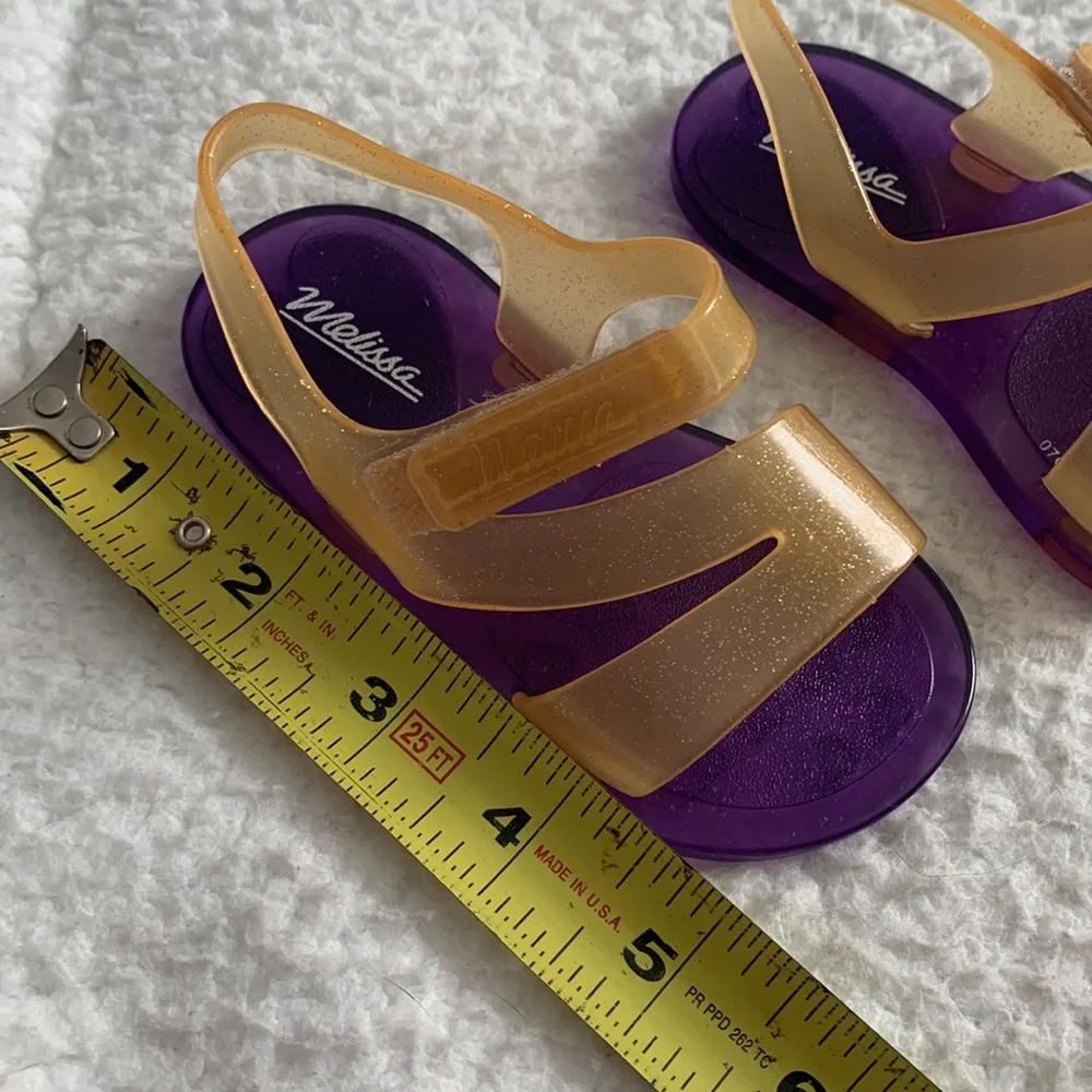 NWT Mini Melissa Real Jelly Paris Sandals 6 Purple/Yellow w/ Box